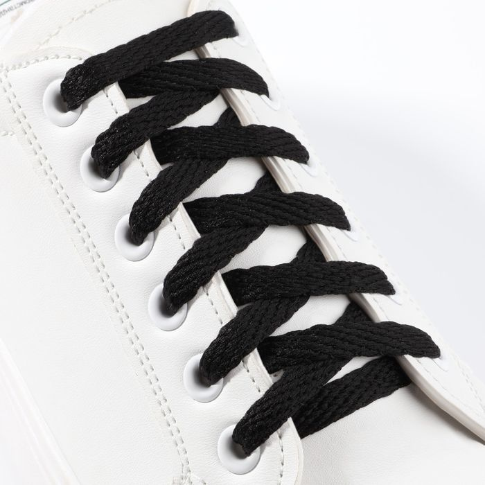 Шнурки для обуви плоские, 8 мм, 70 см, цвет чёрный, 25 пар #1