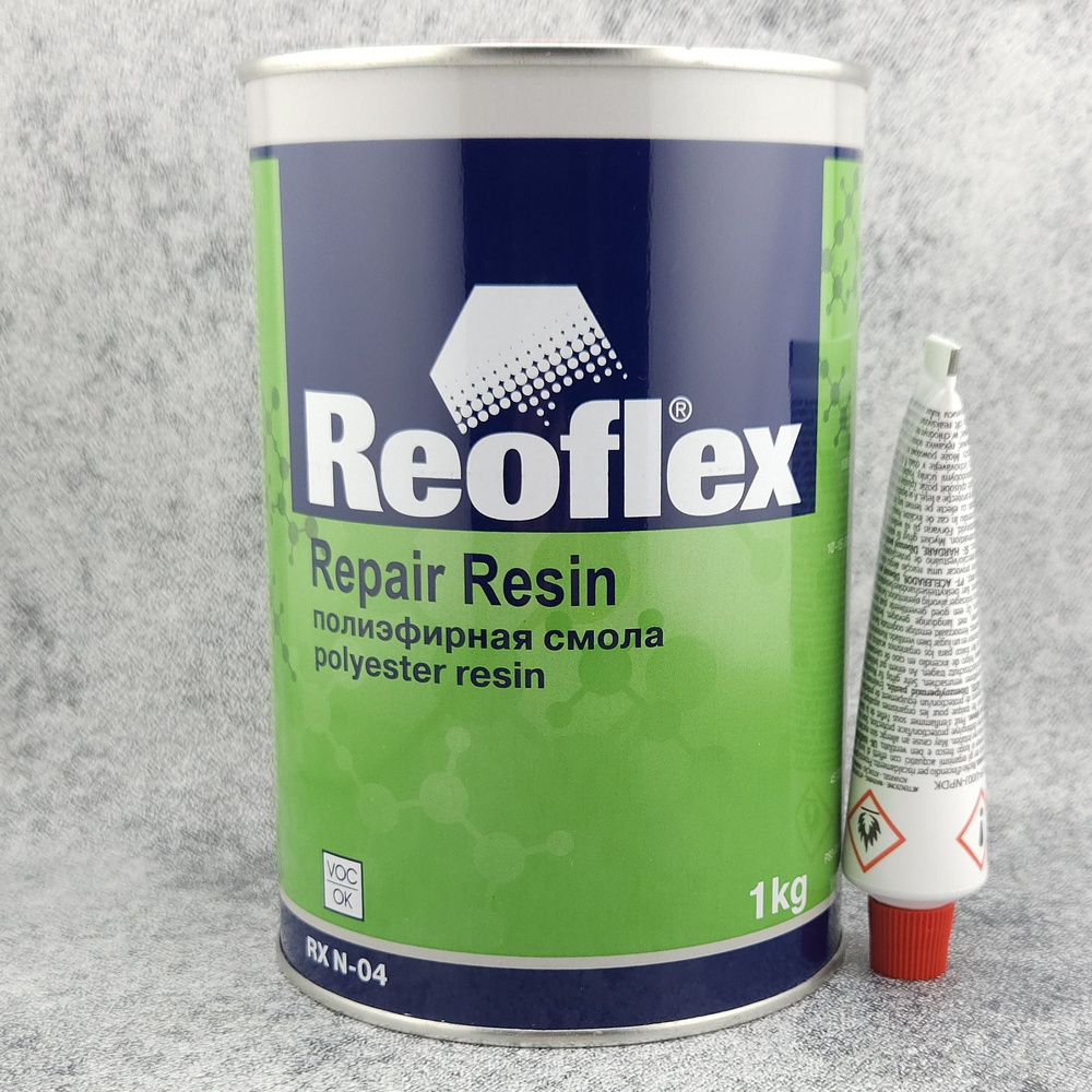 Смола полиэфирная REOFLEX Repair Resin 2К ремонтная, банка 1 кг. + отвердитель, RX N-04  #1