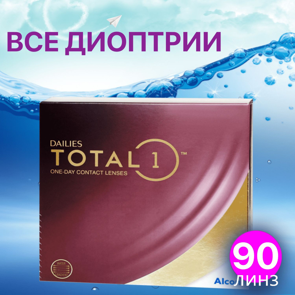 Контактные линзы Alcon Dailies Total 1 / Дейлис Тотал однодневные / 90 линз / 8.5 /-2.25  #1