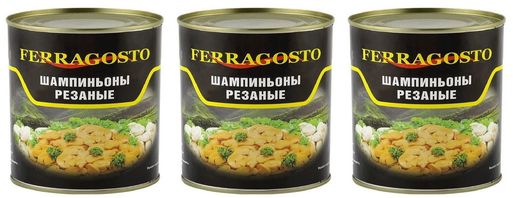 Ferragosto Шампиньоны резаные, 425 мл, 3 шт #1