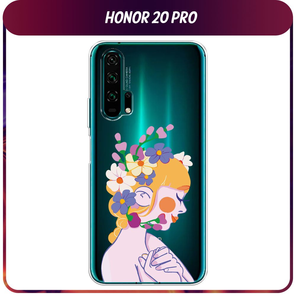 Силиконовый чехол на Honor 20 Pro / Хонор 20 Pro "Цветочная девушка - 8 марта", прозрачный  #1