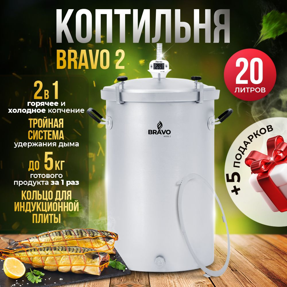 Коптильня домашняя Bravo 2 20 л для горячего и холодного копчения / Браво 2  с гидрозатвором из нержавейки купить по низкой цене с доставкой в  интернет-магазине OZON (1178318833)