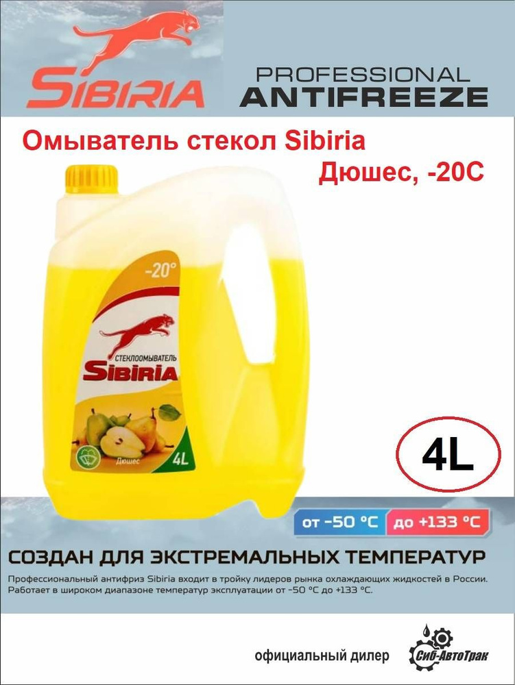 Sibiria Жидкость стеклоомывателя Дюшес -20°C 4 л #1