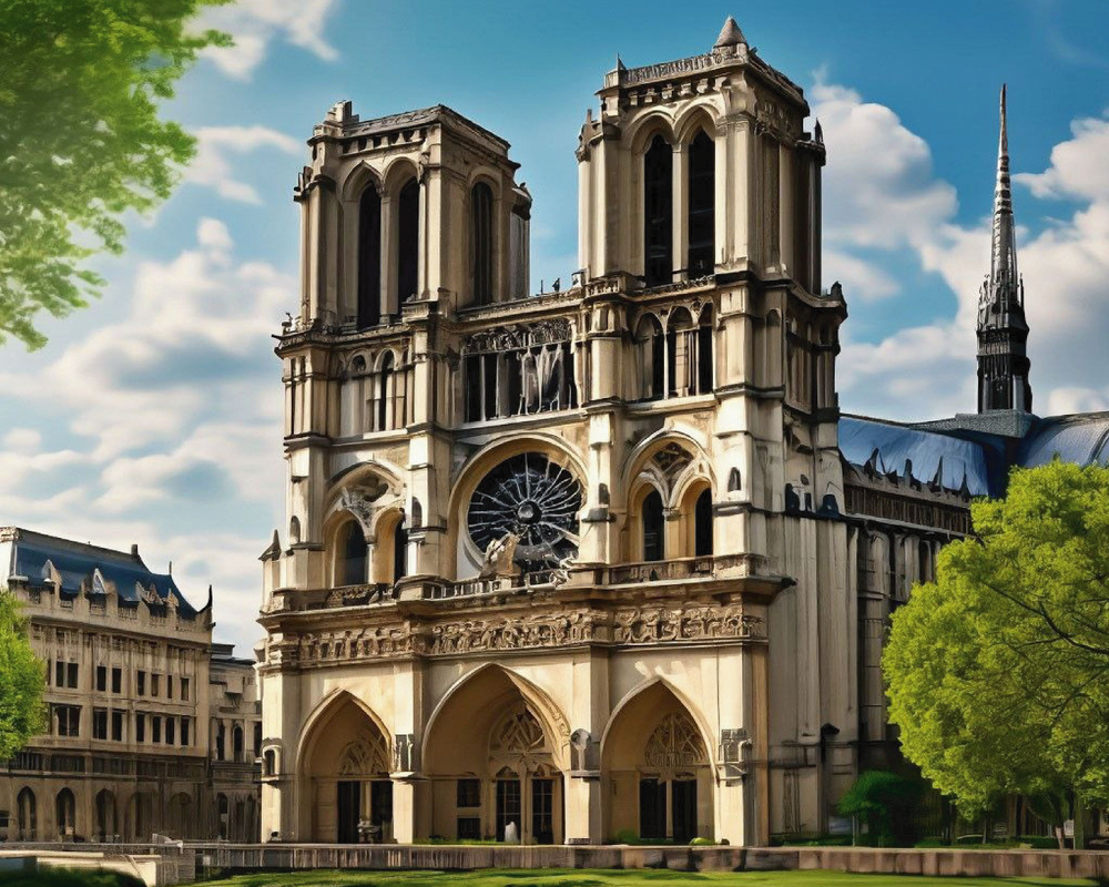 Алмазная мозаика на подрамнике "Notre-Dame de Paris" , 40х50 см, Вышивка круглыми стразами, Набор для #1