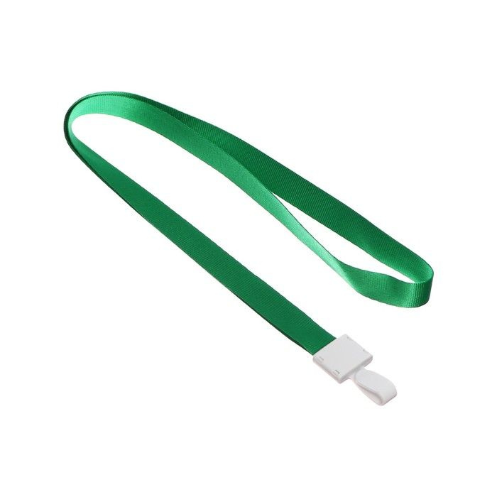 Лента для бейджа, ширина-15 мм, длина-80 см, с пластиковым держателем, зеленая  #1