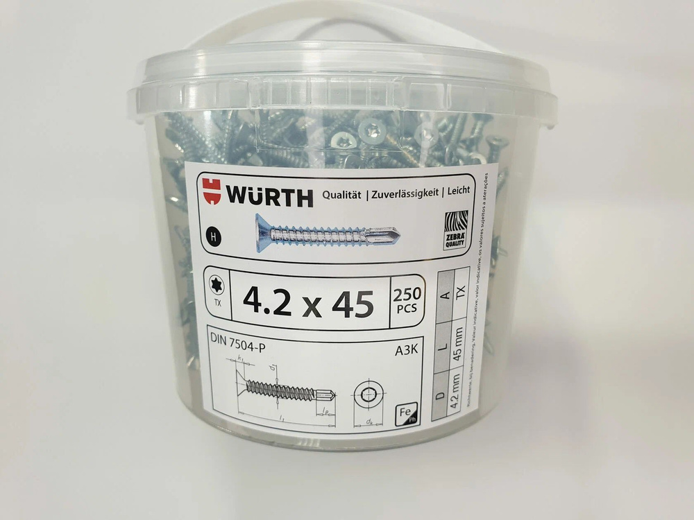 Саморез по металлу DIN 7504-P 4.2x45 (250 pcs) WURTH, Германия #1