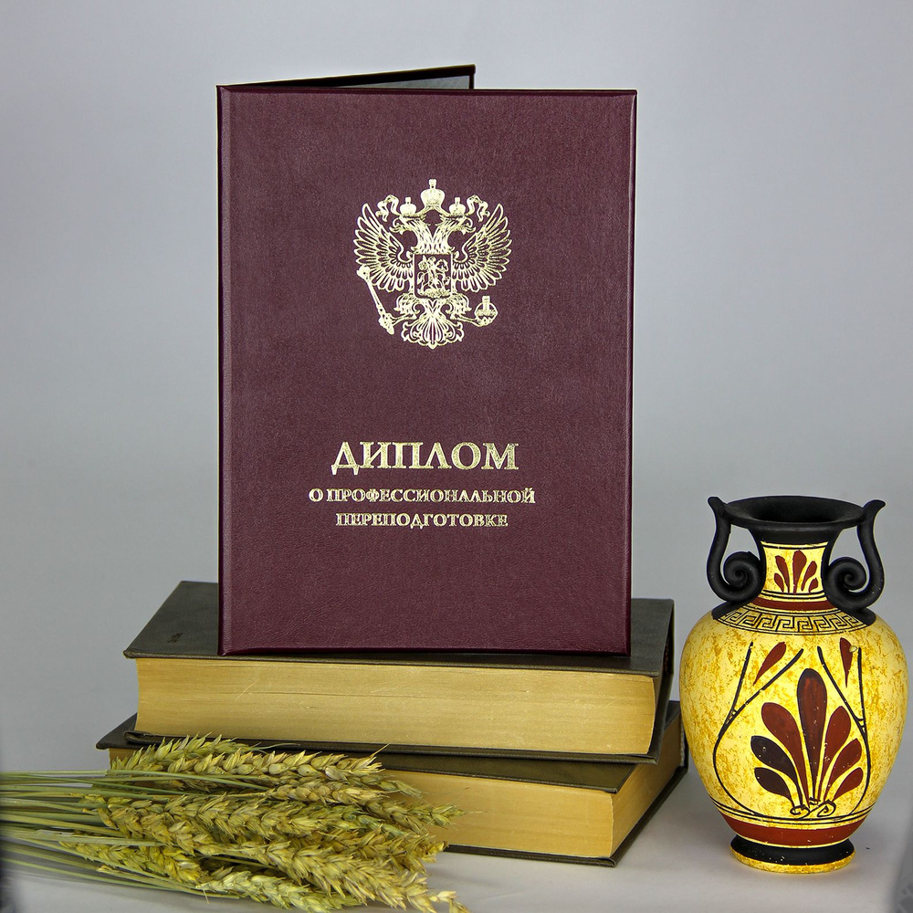 Обложка для документа А4 - Диплом о профессиональной переподготовке с большим гербом РФ, бордовый, 160 #1