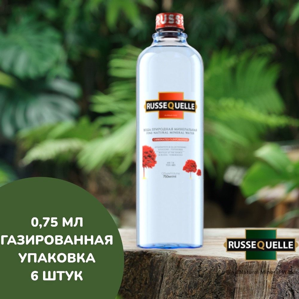 Вода минеральная столовая RusseQuelle, объём 0,75 литра, газированная (стекло), 6 штук  #1