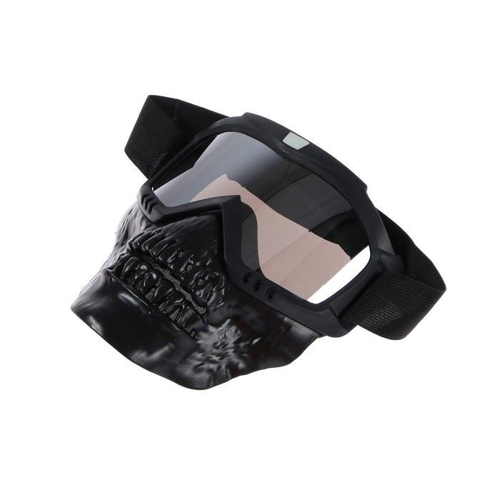 Очки-маска для езды на мототехнике Sima-land разборные, визор хром, цвет черный (7650503)  #1