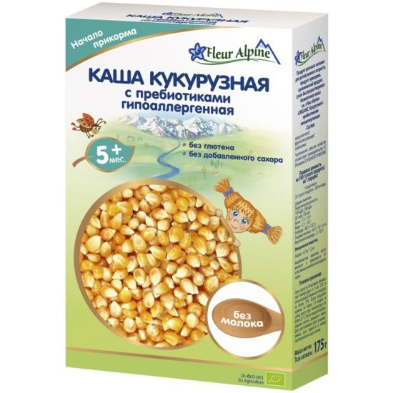 Каша Fleur Alpine безмолочная кукурузная с пребиотиками гипоаллергенная, с 5 месяцев, 175 гр.  #1