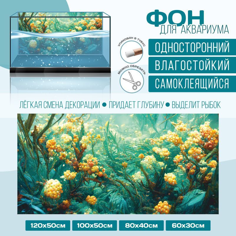 Фон для аквариума мир под водой тип 89 600х300 мм односторонний ПолиЦентр  #1