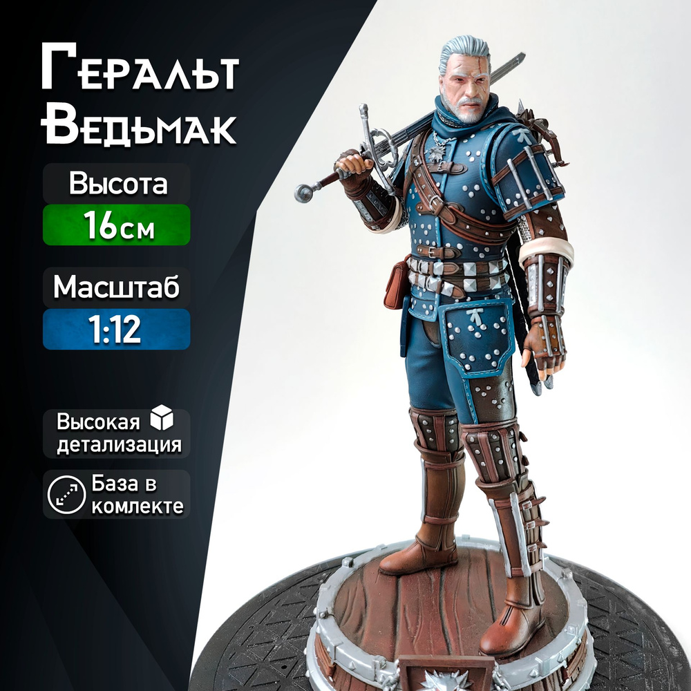 Фигурка для покраски "Геральт / Geralt" (Ведьмак / Witcher), коллекционная, масштаб 1:12  #1