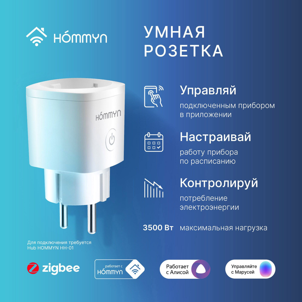 Розетка умная HOMMYN Smart Plug RKNZ01 #1