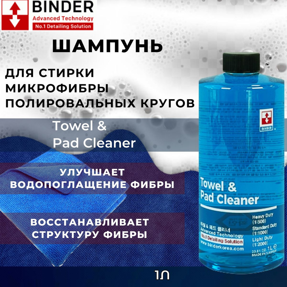 Шампунь для микрофибры BINDER и полировальных кругов Towel & Pad Cleaner 1 л.  #1