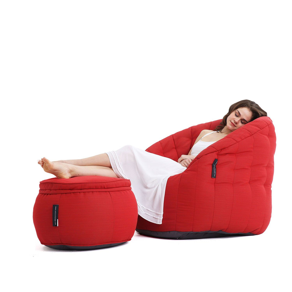 Кресло дачное с пуфом для ног Butterfly Chaise - Crimson Vibe (оксфорд, красный) - садовая уличная мебель #1