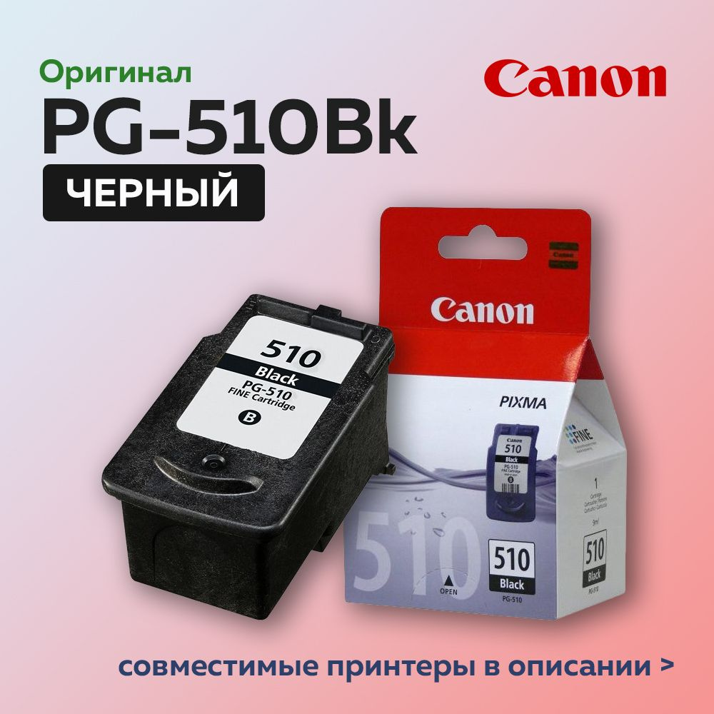 Картридж струйный Canon PG-510Bk (2970B007) черный для Canon PIXMA MP240/260/480, MX320/330, оригинальный #1