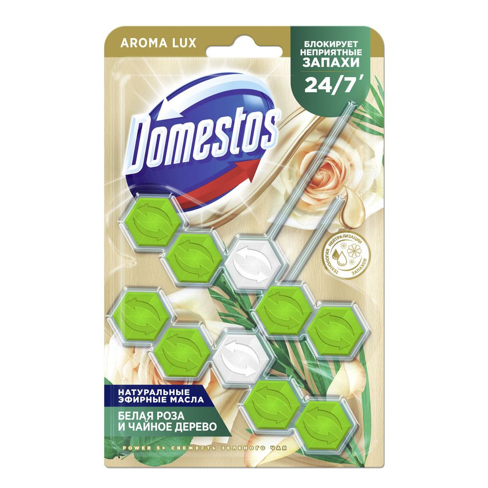 Блок для унитаза Domestos Свежесть зеленого чая для туалета 55 г х 2 шт  #1