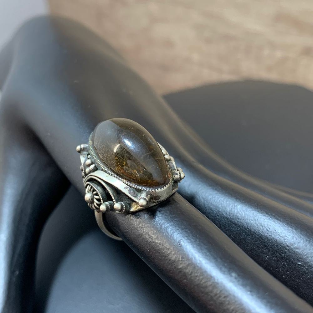 Советское винтажное янтарное кольцо после реставрации сделано в СССР  #1