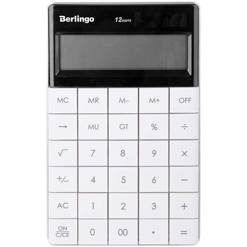 Калькулятор настольный Berlingo "PowerTX", 12 разр., двойное питание, 165*105*13мм, белый (арт. 235263) #1
