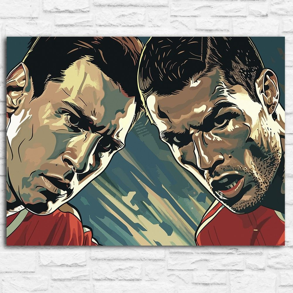 Картина по номерам на холсте спорт футбол (Криштиано Роналдо и Месси) - 15258 Г 60x80  #1