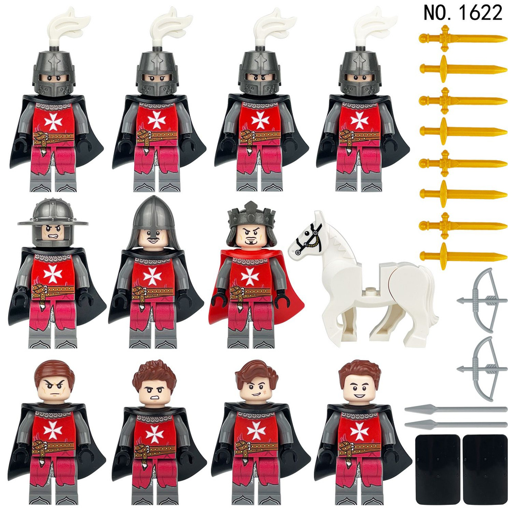 Набор минифигурок Рыцари / Лошадь с оружием и аксессуарами совместимы с конструкторами лего 12шт (4.5см, #1