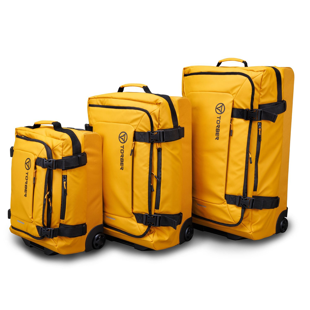 Комплект сумок дорожных на колесах с выдвижной ручкой TORBER Mobi, S, M, L, желтые  #1