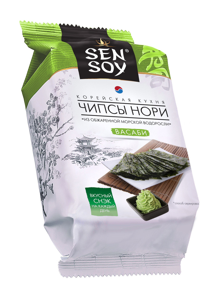 Sen Soy Чипсы Нори Wasabi из морской капусты 81г (4,5 г х 18 шт) #1