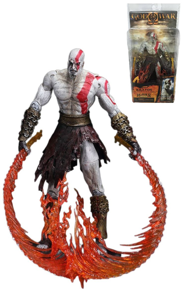 Фигурка Бог Войны Кратос / God of War Kratos with flaming blades of Athena (18см)  #1