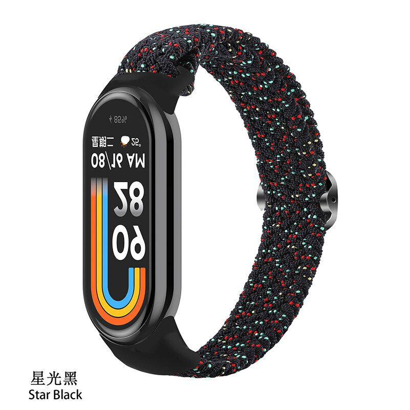 Эластичный ремешок с нейлоновой оплеткой для умных часов Xiaomi Mi band 8 Регулируемый браслет  #1