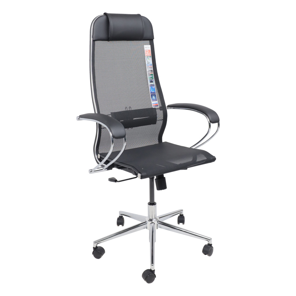 Метта Офисное кресло Кресло руководителя METTA комплект 4 СН, сетка, черный 4  #1