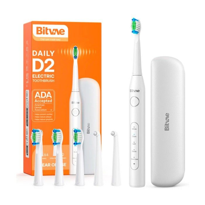 Электрическая зубная щетка Bitvae D2 Daily Toothbrush, звуковая, 40000 дв/мин, 4 насадки  #1