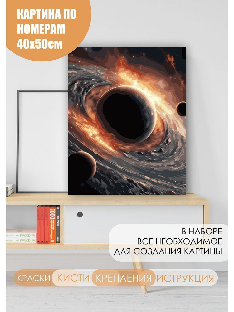 Картина по номерам Космос на холсте с деревянным подрамником размер 40х50, акриловые краски, кисточки, #1