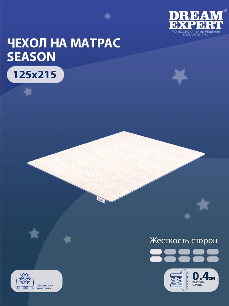 Чехол для матраса защитный сезонный DreamExpert Season 125x215 на резинках по углам, Овечья шерсть, высотой #1