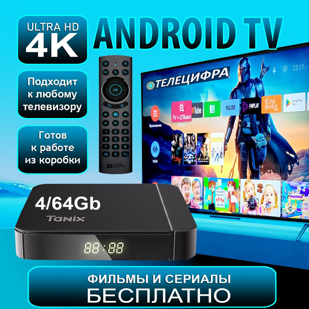 Tanix W2 PRO + G20S PRO BT. Смарт ТВ приставка для телевизора с прошивкой SlimBox ATV 4/64 4K /Android #1