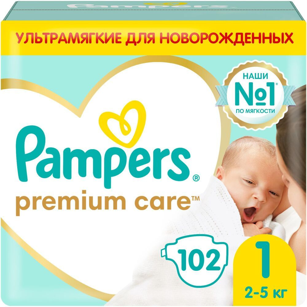 Pampers Подгузники Premium Care, 1 (2-5 кг.), 102 шт. #1