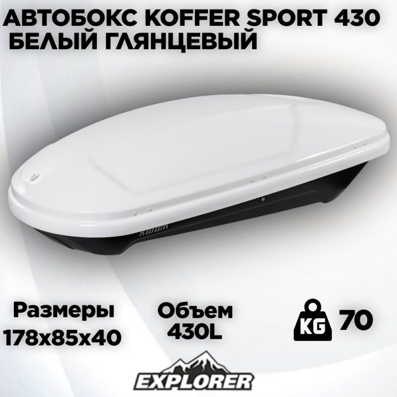 Автомобильный бокс (багажник на крышу) Koffer Sport 1860х850х400 белый глянец (duo open) 430л  #1