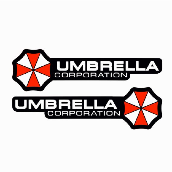 Наклейка на авто/мотоцикл "Umbrella Corporation" виниловая, с защитной ламинацией, 2 шт, 20х6 см  #1