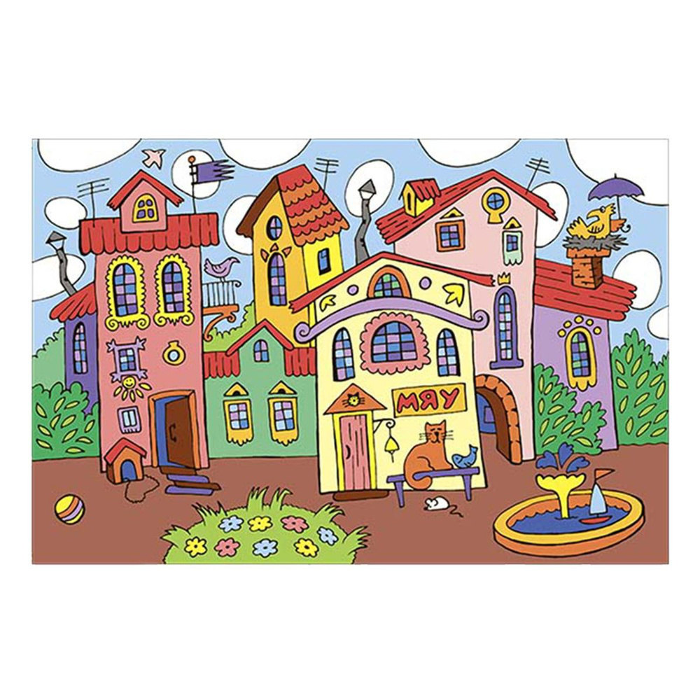 Картина по номерам 20*30 см, картон Разноцветный город Lori Ркн-024  #1