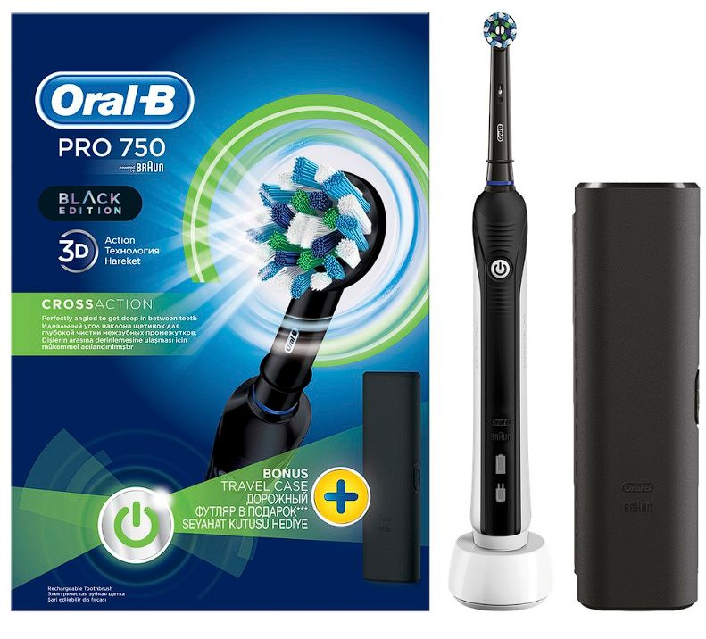 Электрическая зубная щетка Oral-B PRO 750 Black D 16.513.UX + Футляр #1