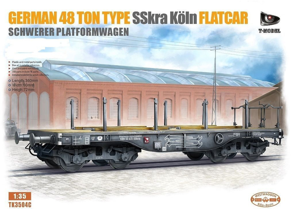 TK3504C Немецкая 48-тонная платформа SSys Kln 48T Type Schwerer platormwagen #1