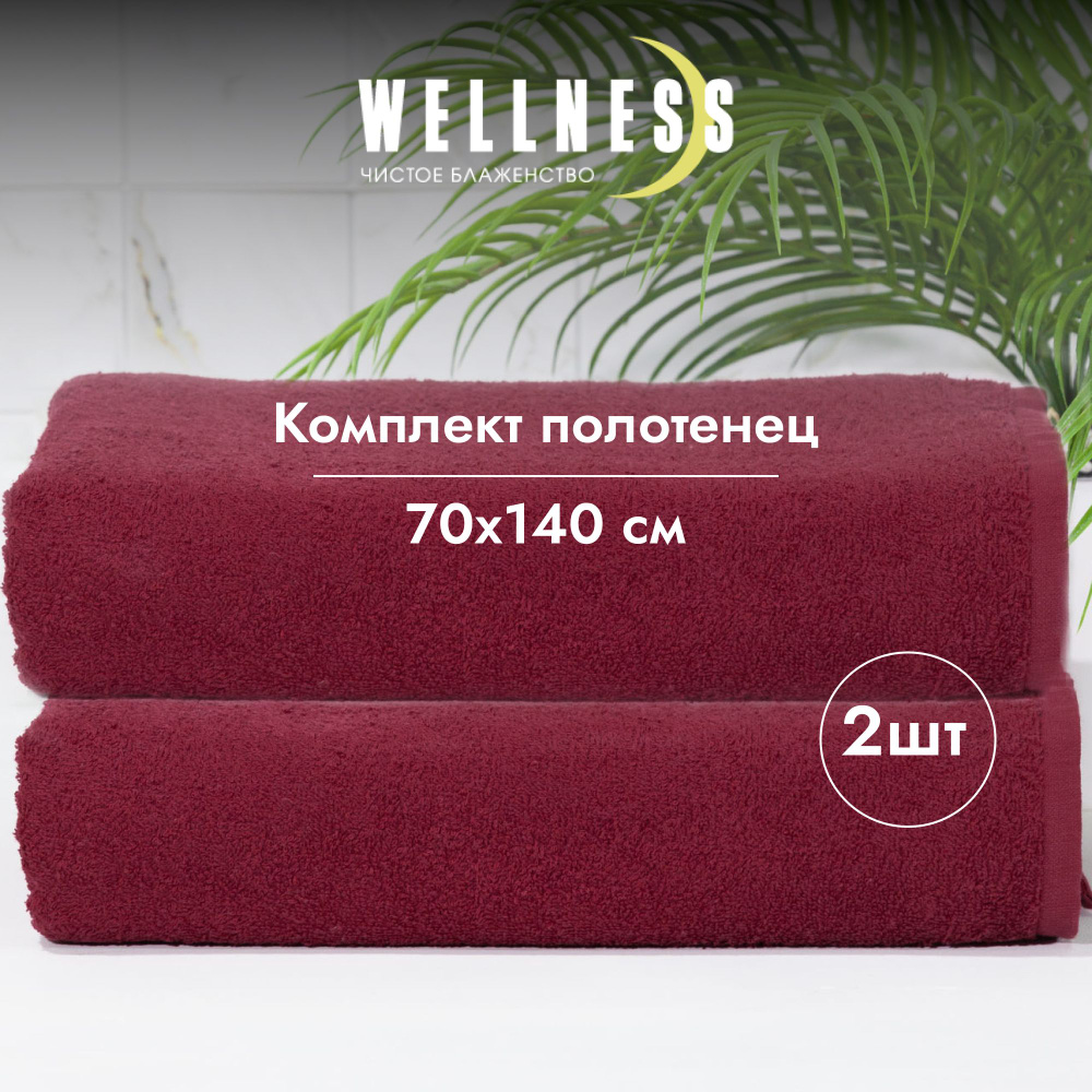 Полотенце махровое тонкое 70х140 2 шт. банное Wellness #1