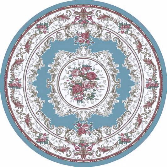 Витебские ковры Ковер Версаль (Ultra soft) 2508-А6 голубой с цветами в классическом стиле прованс, кантри #1