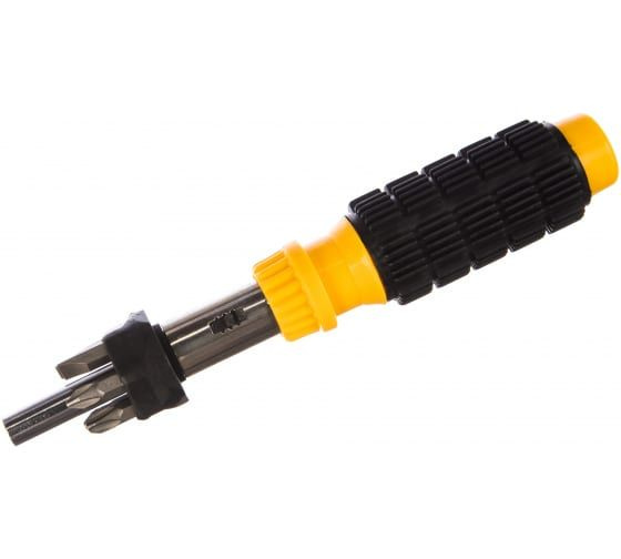 Отвертка реверсивная, 6 CrV бит, желтая ручка с антискользящей накладкой FIT.  #1