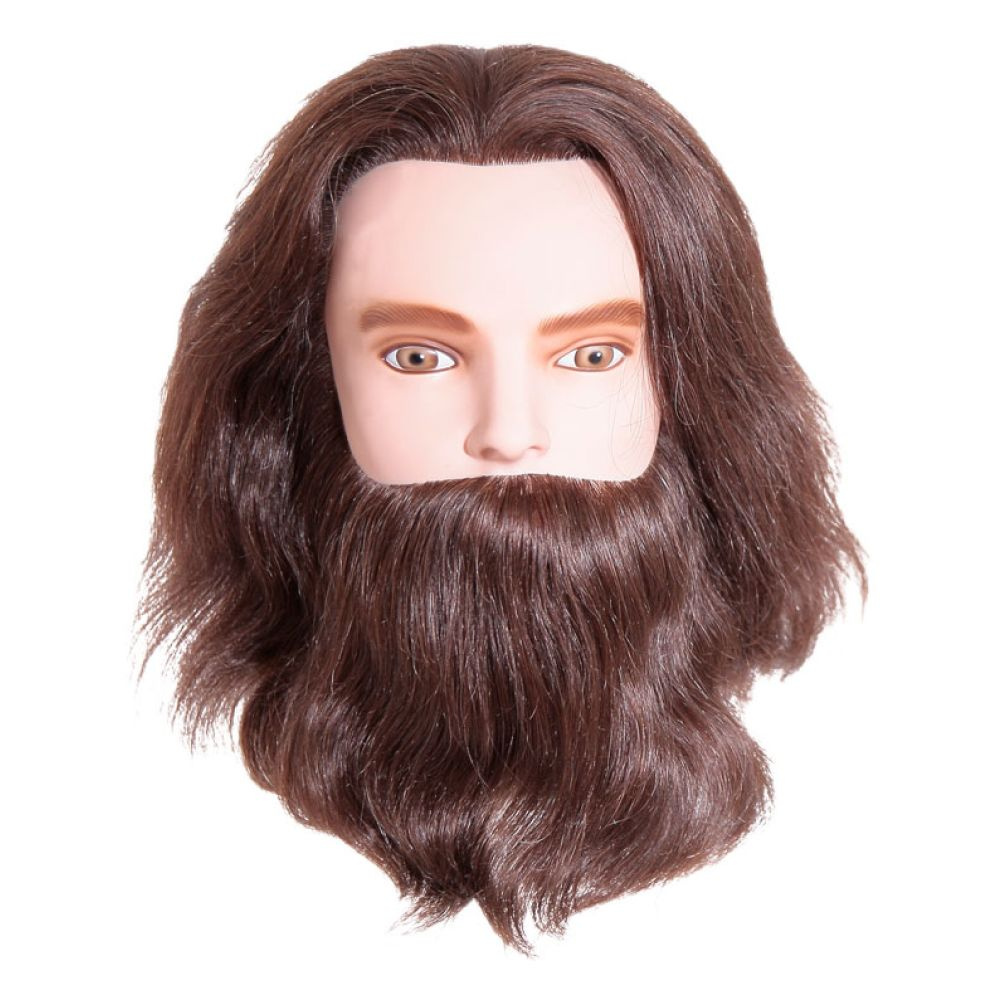Голова учебная Sibel Karl, мужская с усами и бородой, натуральные волосы, 15-25 см 0030731  #1