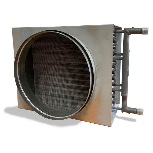Двухрядный водяной канальный воздухонагреватель диаметром 250 мм (W2-250)  #1