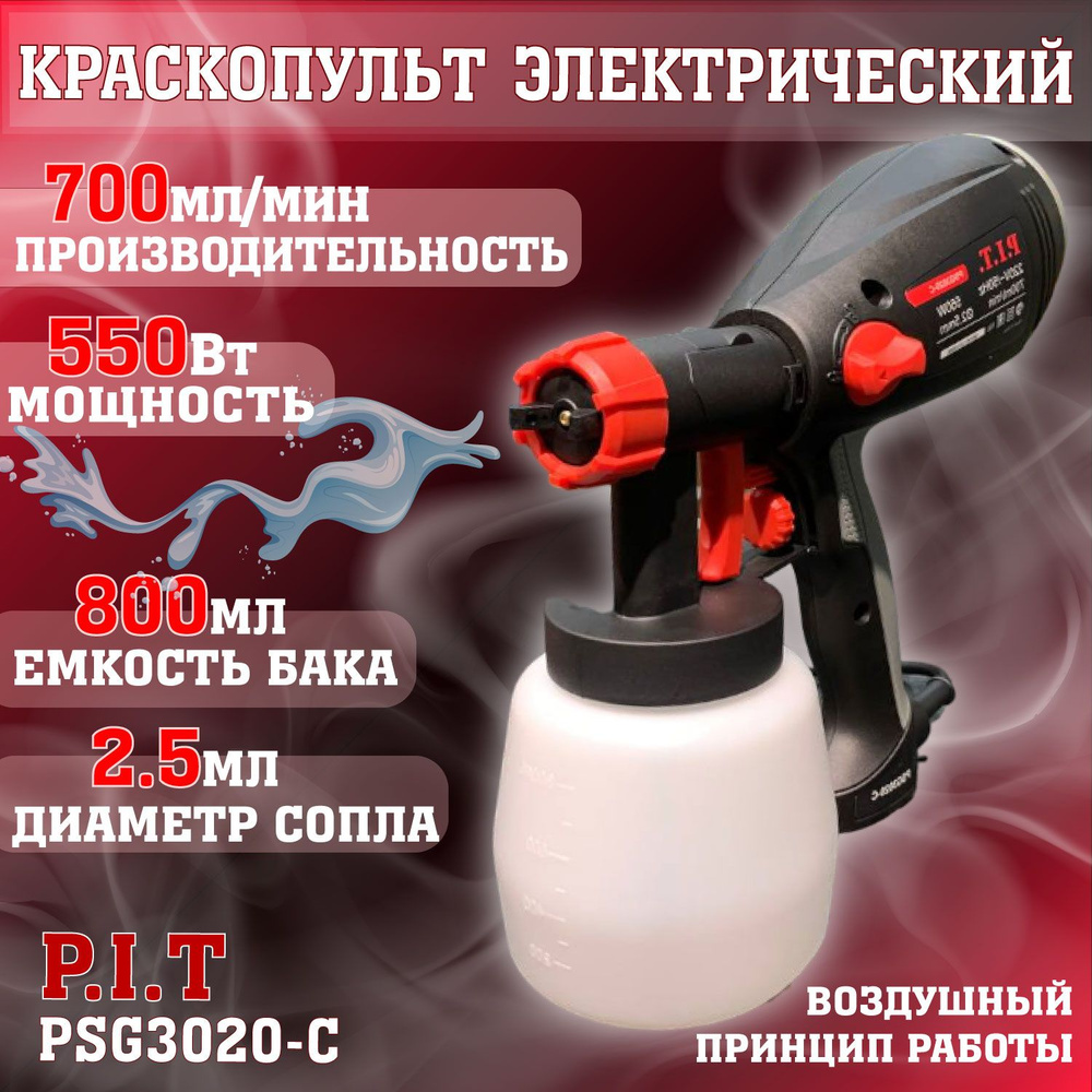 Краскораспылитель электрический воздушный P.I.T. МАСТЕР PSG3020-C  #1