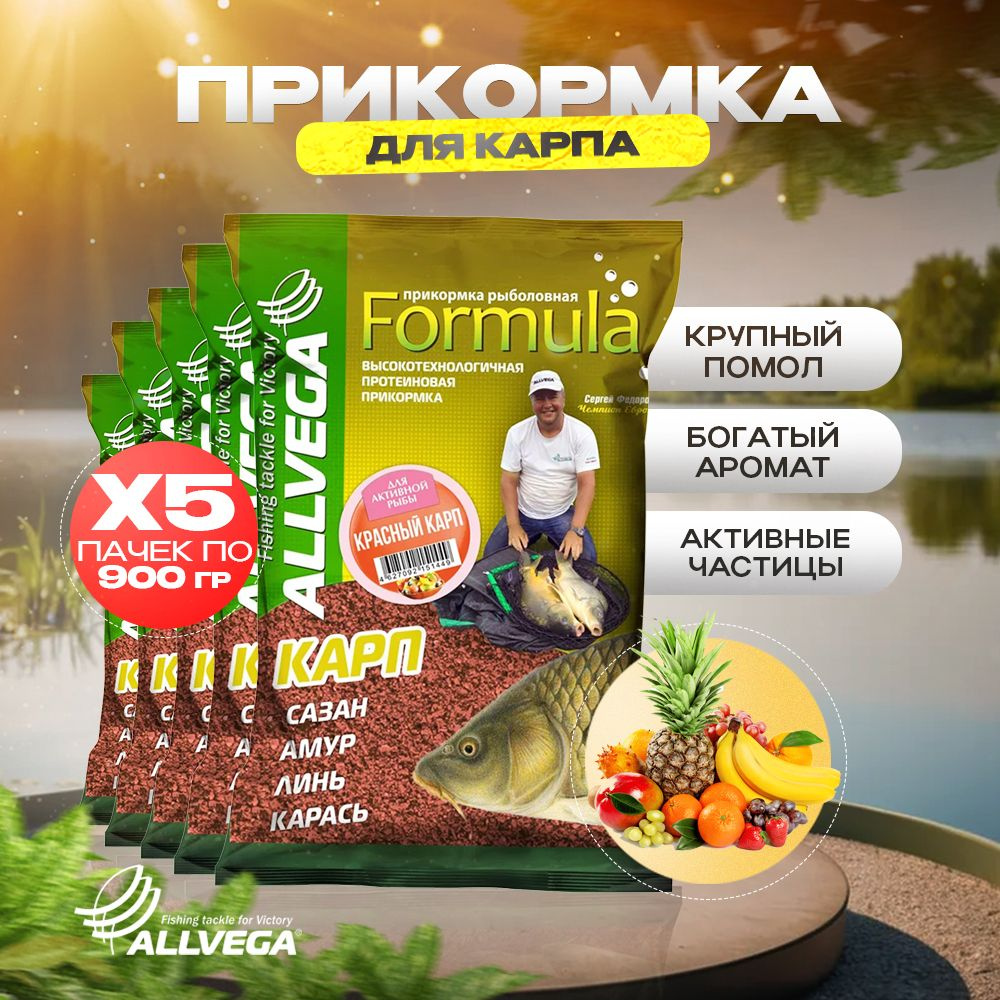 Прикормка для рыбалки на карпа ALLVEGA Formula ТУТТИ-ФРУТТИ 5 пачек  #1