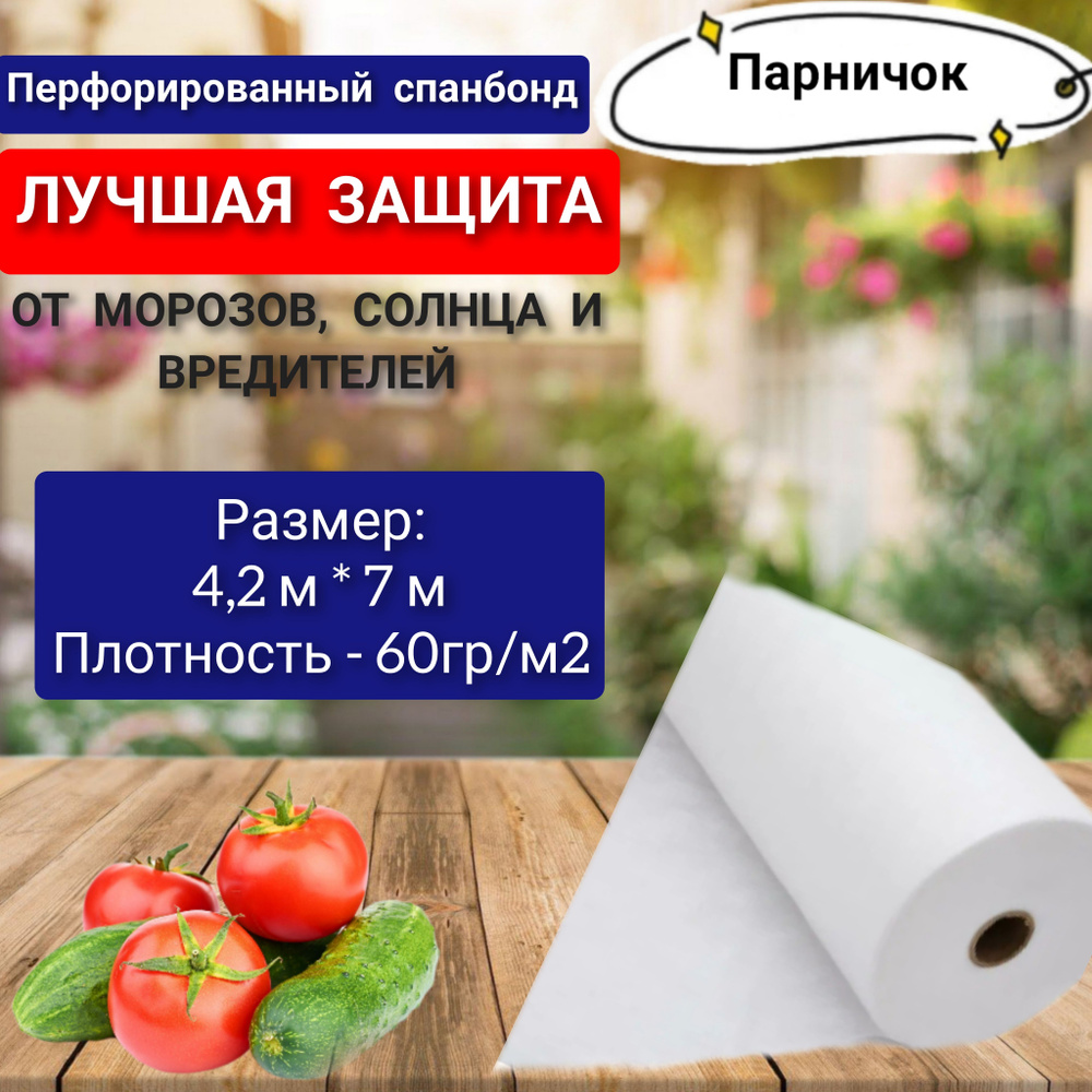 Парничок Укрывной материал Спанбонд, 4x7 м,  60 г-кв.м, 1 шт #1