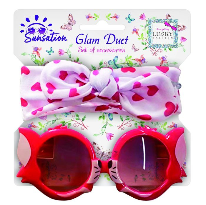 Lukky Fashion Солнцезащитные очки для детей и повязка для волос,"Милая Кошечка", красный  #1