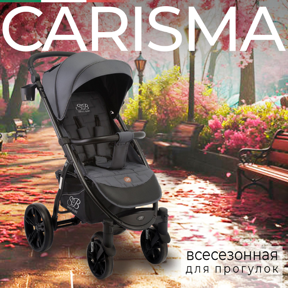 Прогулочная коляска Sweet Baby Carisma Grey с большими колёсами и регулируемой ручкой  #1